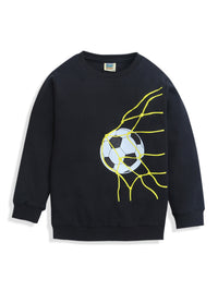 Black Full Sleeve Football Print Sweatshirt