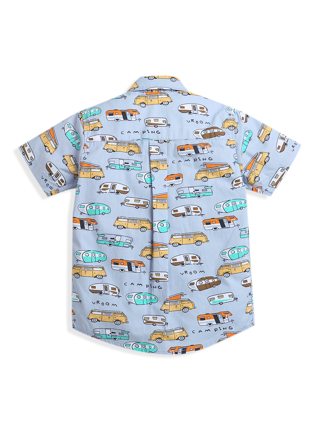 Light Blue All Over Car Print Boys Shirt