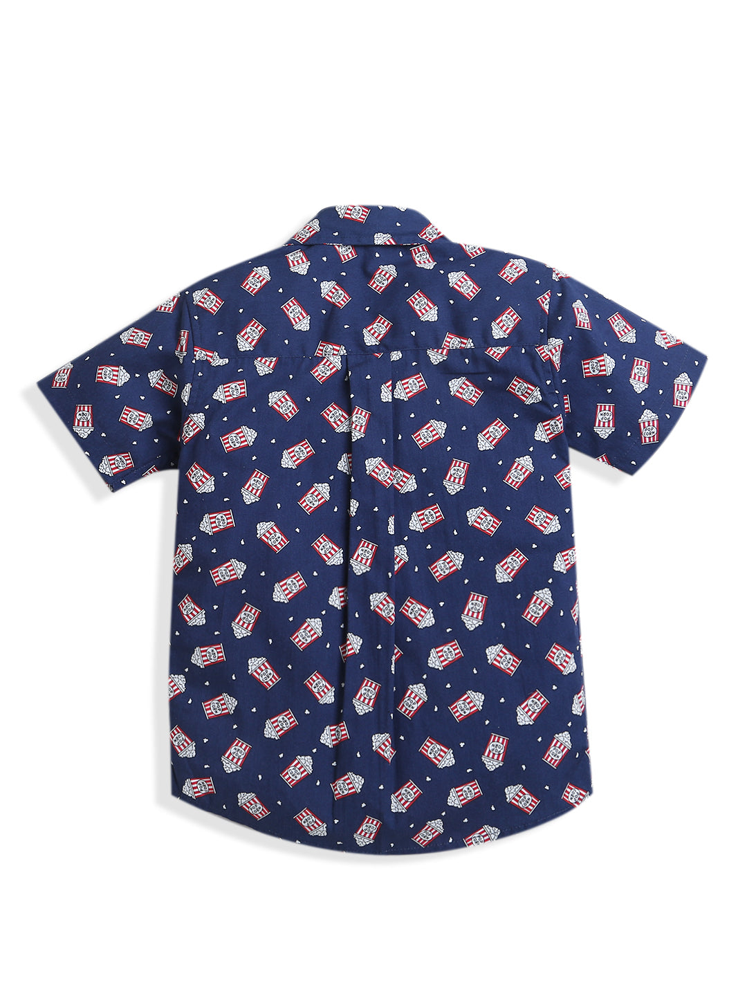 Navy Blue All Over Pop-Corn Print Shirt