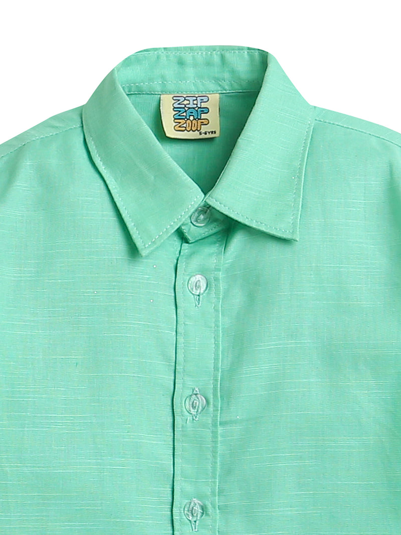 Mint Green Full Sleeve Collar Neck Boys Co-ord set