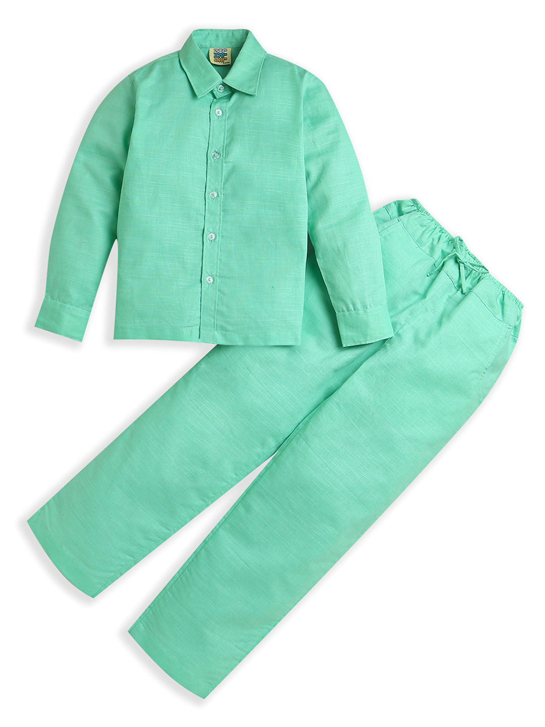 Mint Green Full Sleeve Collar Neck Boys Co-ord set