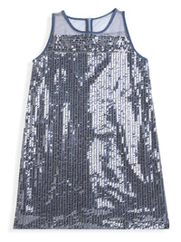 Silver Sequin Sleeveless Girl Dress