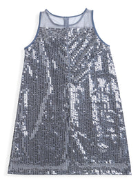 Silver Sequin Sleeveless Girl Dress