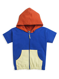 Red Yellow Blue Half Sleeve Hoodie Boys Co-ord Set