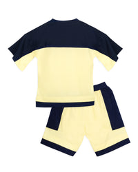 Yellow & Nay Blue Half Sleeve Boys Co-ord set