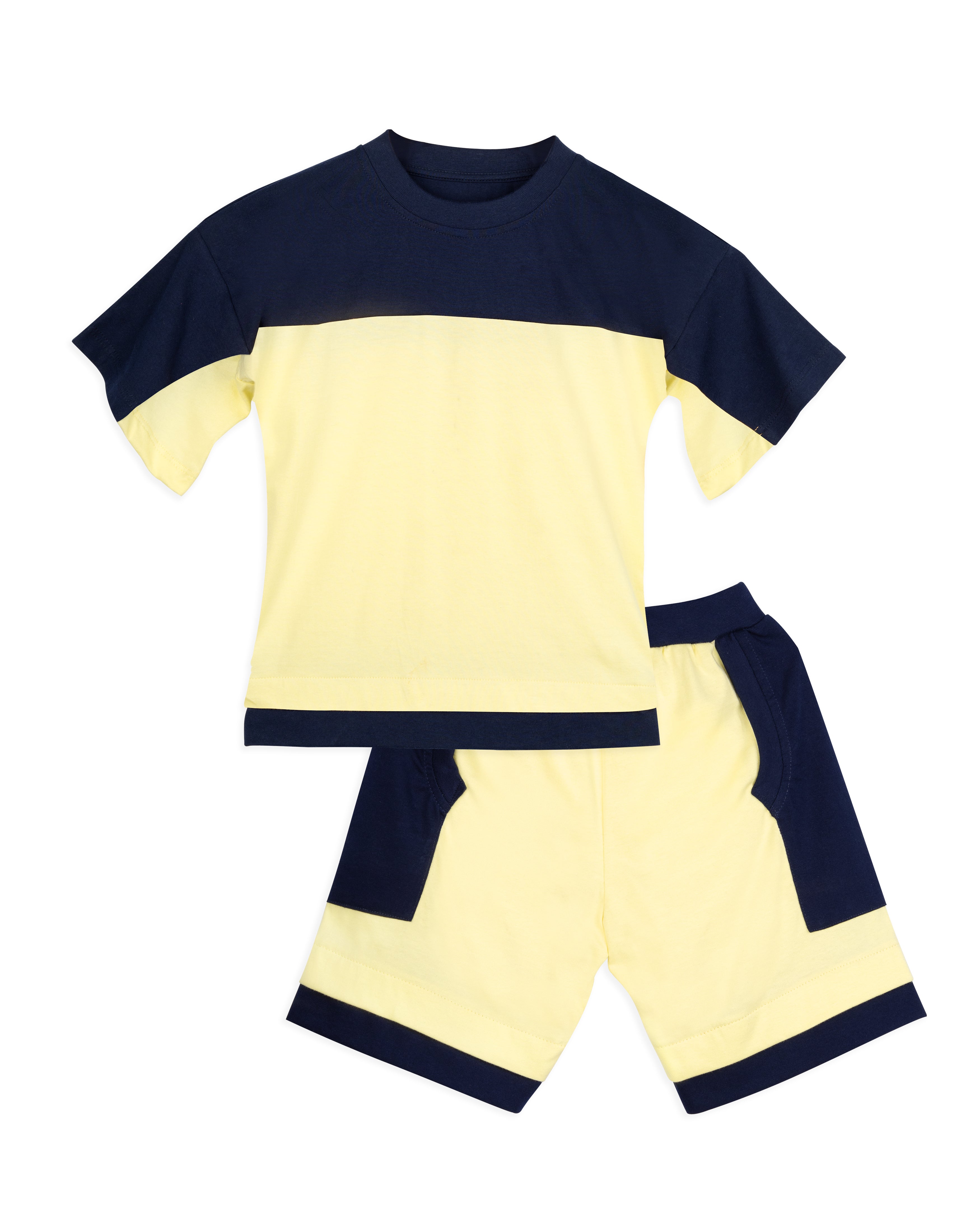 Yellow & Nay Blue Half Sleeve Boys Co-ord set – ZipZapZoop