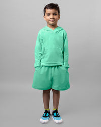 Mint Green Full Sleeve Hoodie & Shorts Boys Co-ord set