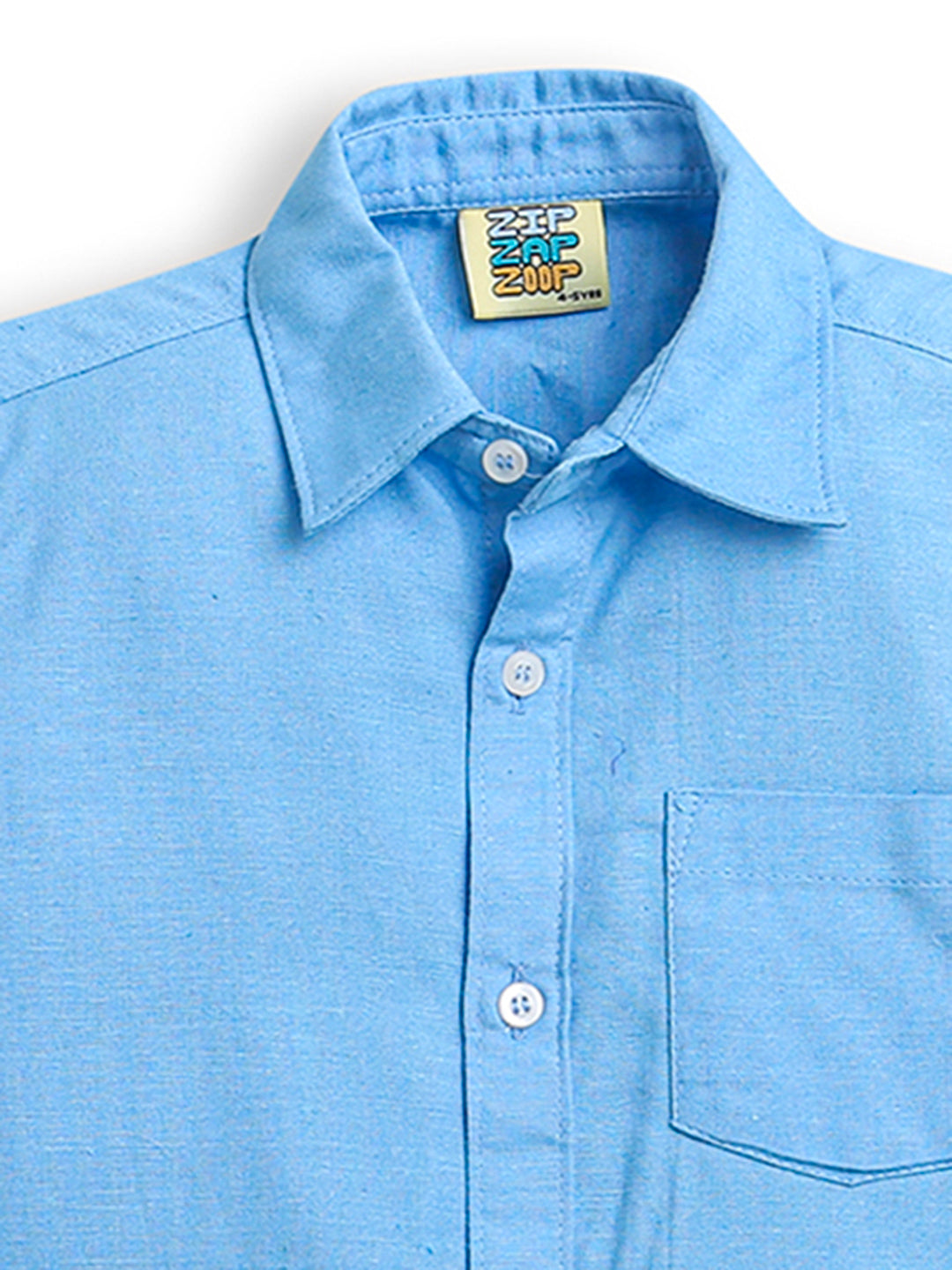 Sky Blue Half Sleeve Collar Neck Shirt with Pocket