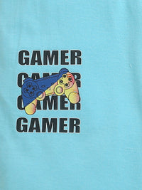 Sky Blue Gamer Print Pure cotton Boys T-shirt