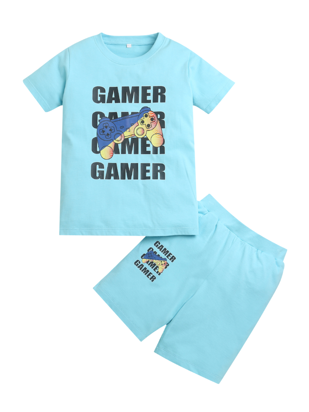 Pure Cotton Sky Blue Gamer Print Co-Ord Set