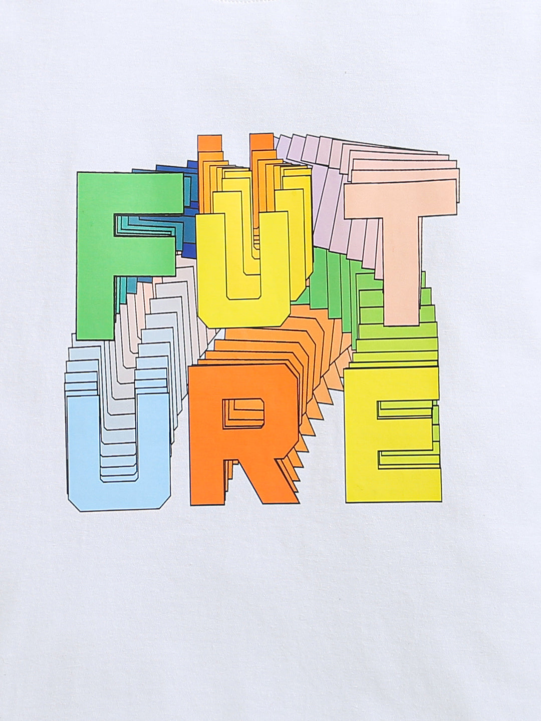 White Future Print Half Sleeve Pure Cotton Boys T-shirt