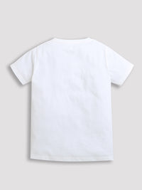 White Future Print Half Sleeve Pure Cotton Boys T-shirt