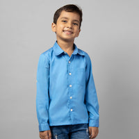 Blue Collar Neck Full Sleeve Shirts