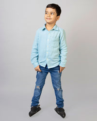 Sky Blue Collar Neck Full Sleeve Boys shirts