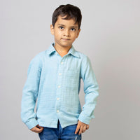 Sky Blue Collar Neck Full Sleeve Boys shirts