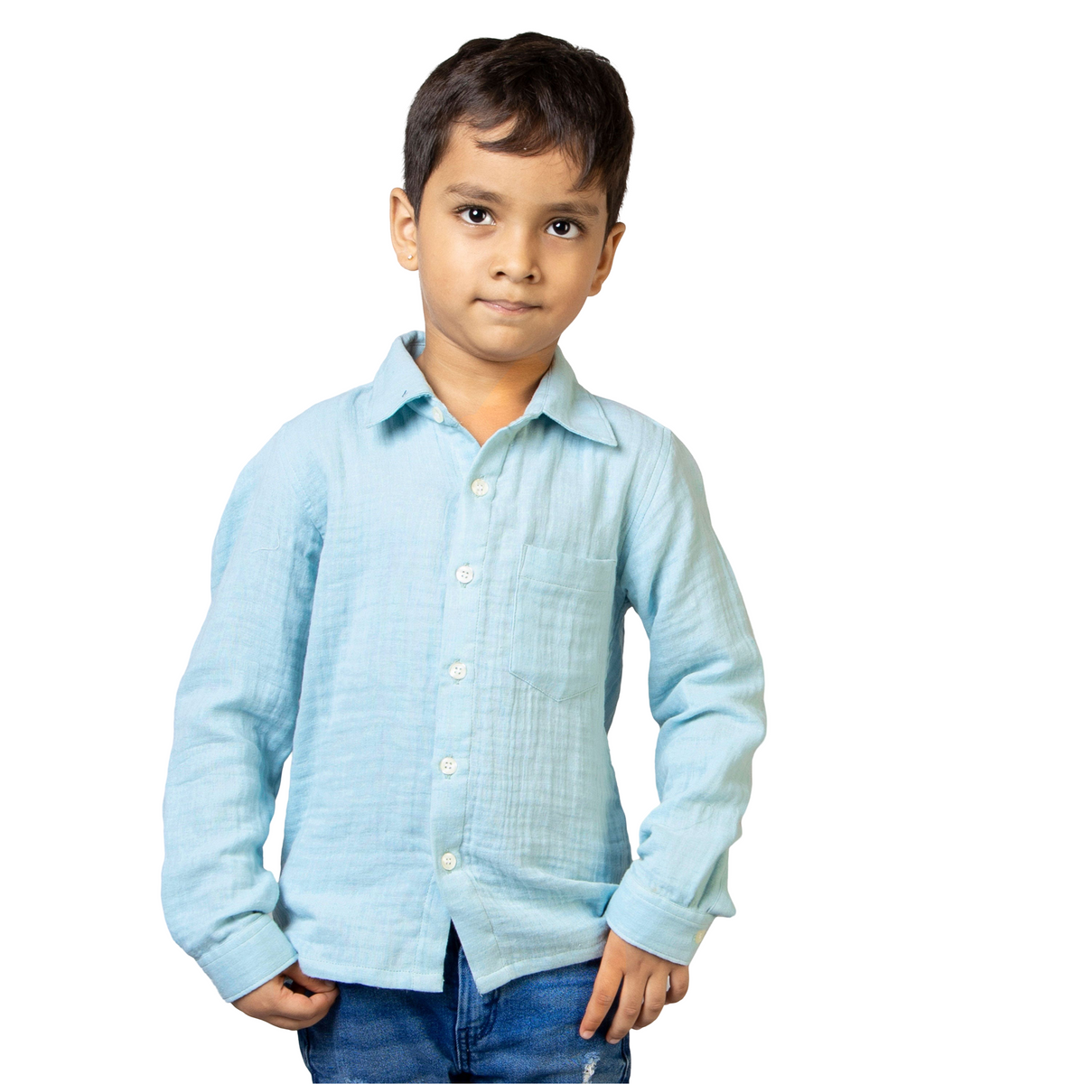 Sky Blue Collar Neck Full Sleeve Boys shirts