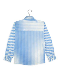 Blue Stripes Collar Neck Full Sleeve Boys casual shirt