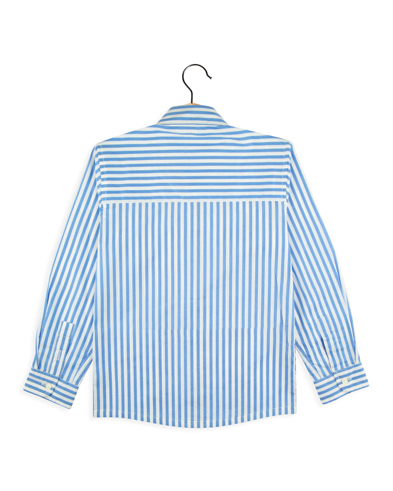 Sky Blue Stripes Collar Neck Full Sleeve Boys casual shirt