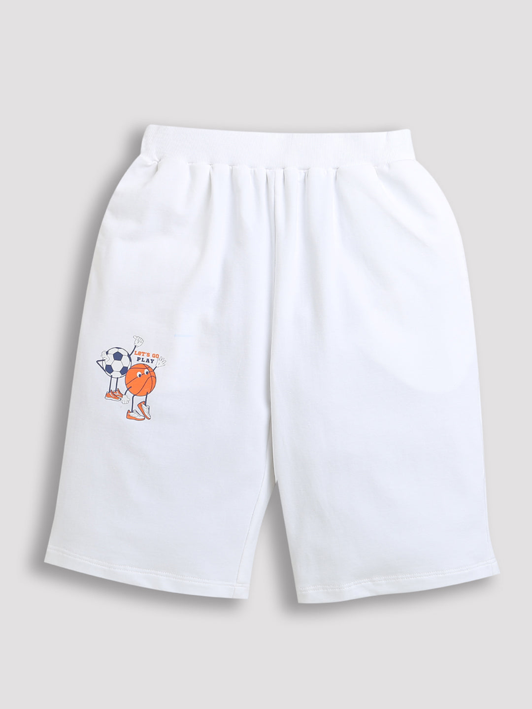 White Foot Ball & Basket Ball Print Boys Shorts