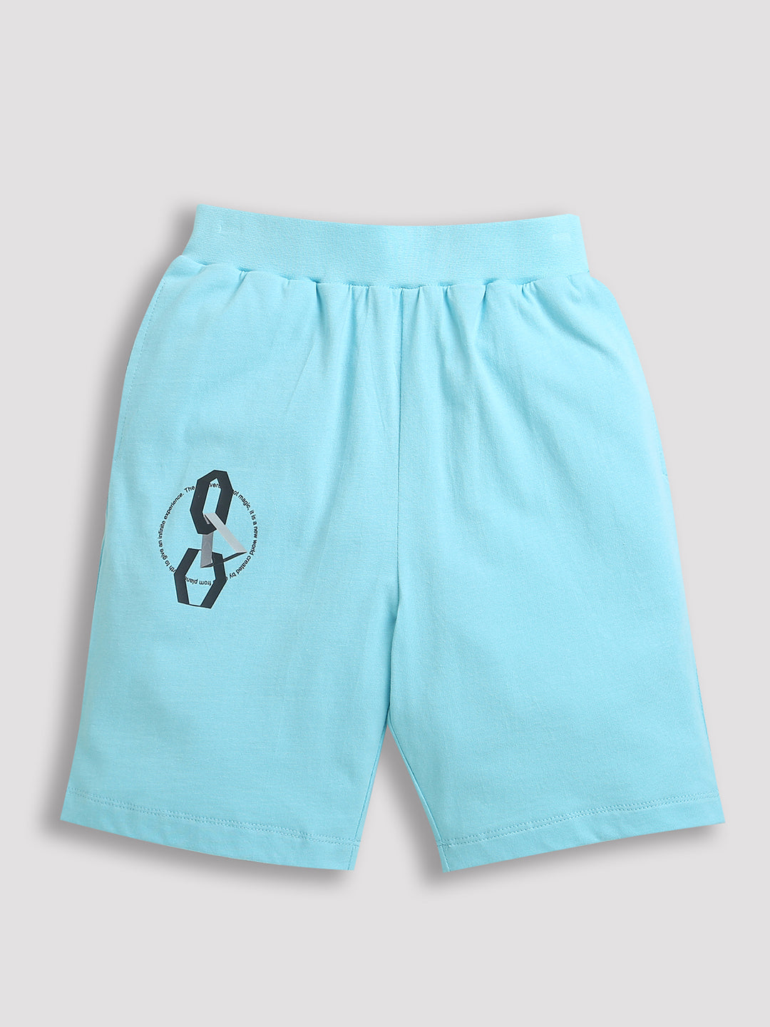 Pack of 2 Black-Football Basketball & Sky Blue-Infinity Print Cotton Shorts