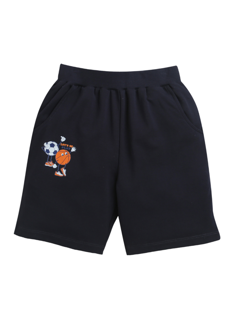 Black Foot Ball & Basket Ball Print Shorts