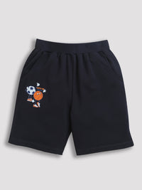 Pack of 2 Black-Football Basketball & Sky Blue-Infinity Print Cotton Shorts