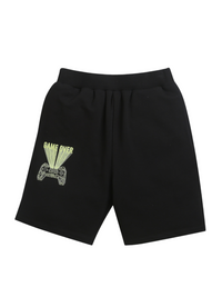 Pack of 2 Black-Game Over & White-Football BasketBall Print Cotton Shorts