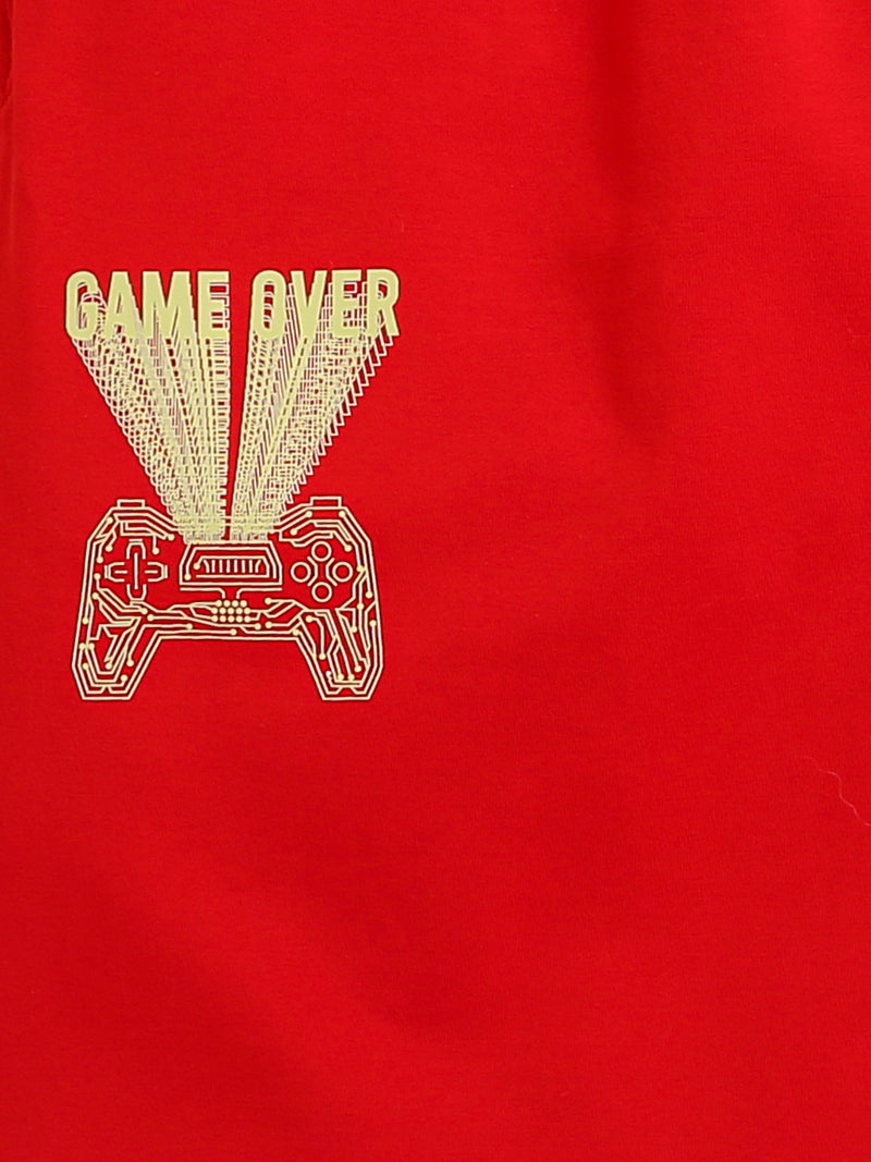 Red Game Over Print Boys Shorts