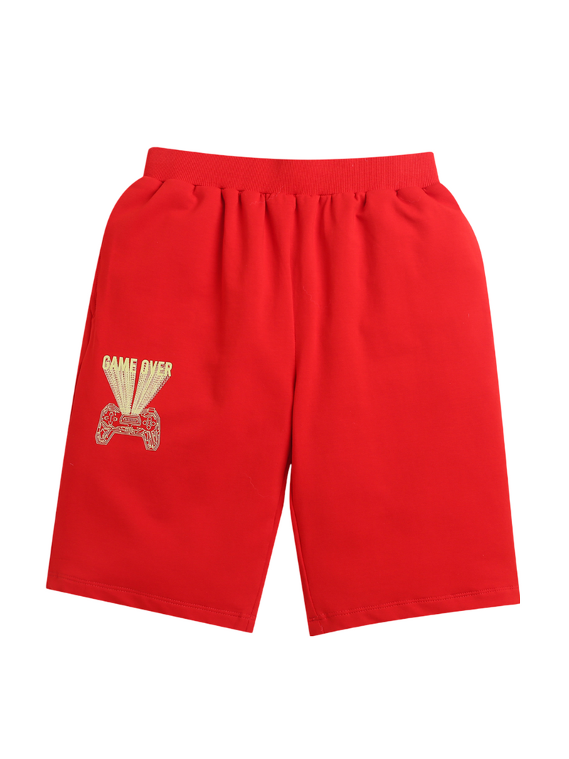 Red and White Future & Game Over Print Boys Shorts (Pack of 2)