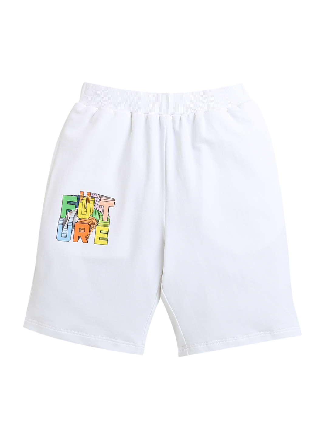 White Future Print Pure Cotton Boys Shorts