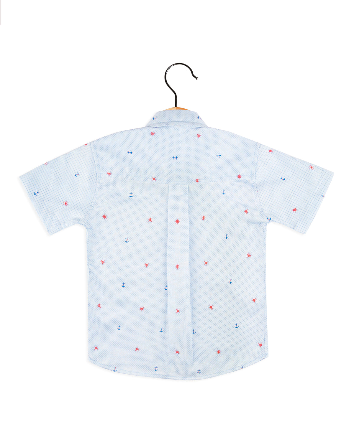 Sky Blue Printed Boys casual Cotton shirt