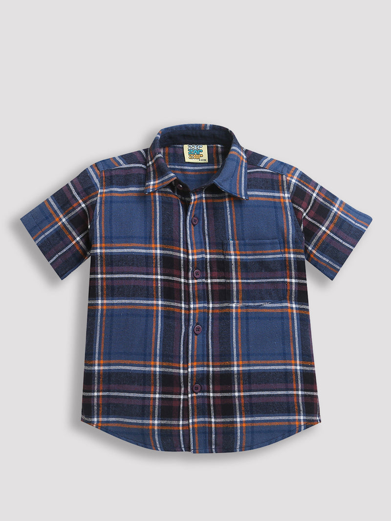 Blue Check Pattern Half Sleeve casual shirt