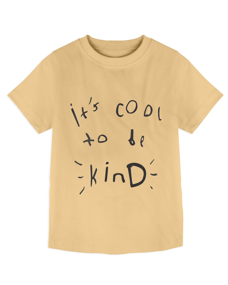 Beige It's Cool to be Kind Print Half Sleeve T-shirt