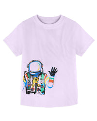 Lilac Astronaut Print Half Sleeve Boys T-Shirt