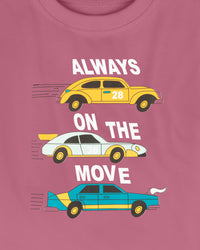 Pink Always On The Move Car Print Half Sleeve T-Shirt