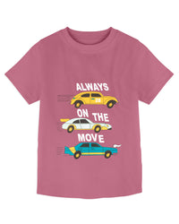 Pink Always On The Move Car Print Half Sleeve T-Shirt