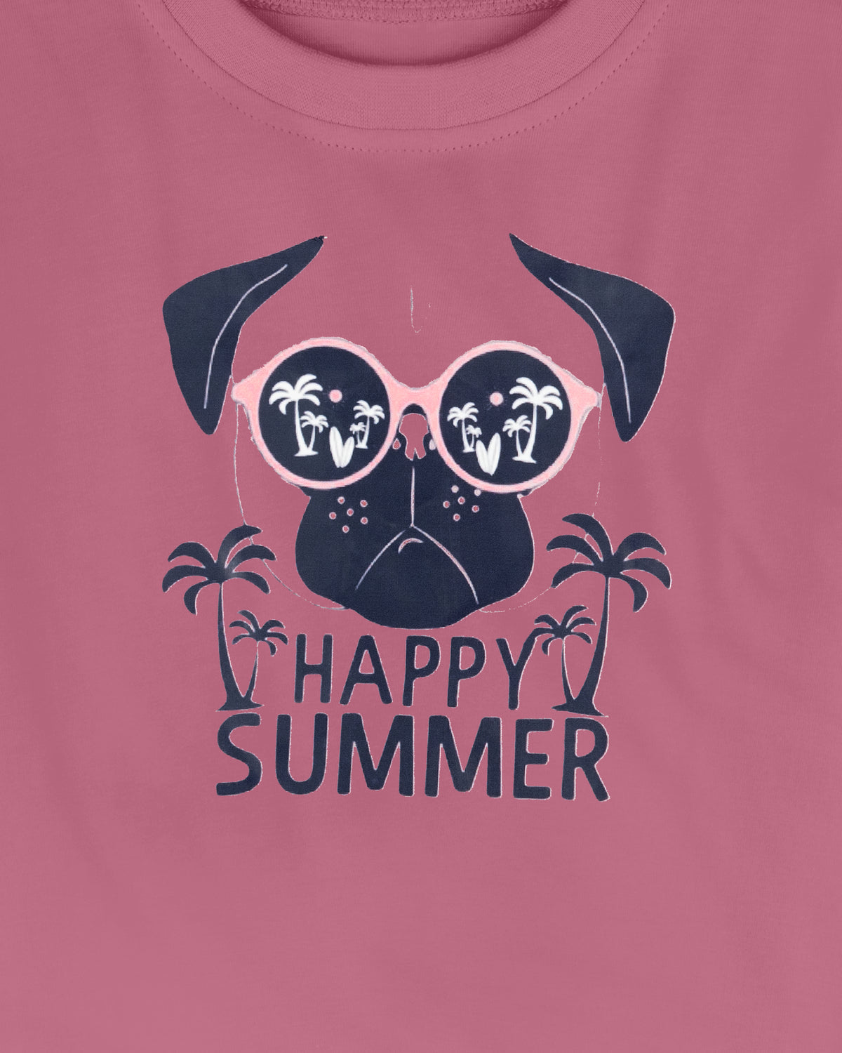 Pink Happy Summer Print Half Sleeve Boys T-Shirt