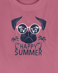 Pink Happy Summer Print Half Sleeve Boys T-Shirt