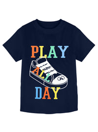 Navy Blue Pure Cotton Play All Day Print Half Sleeve Boys Co-ord Sets