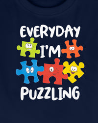 Navy Blue Puzzling Print Half Sleeve boys T-Shirt