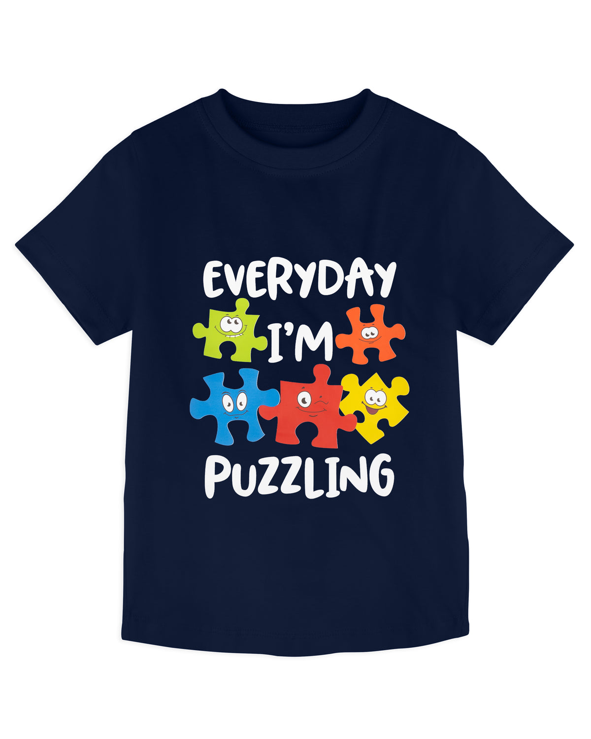 Navy Blue Puzzling Print Half Sleeve boys T-Shirt