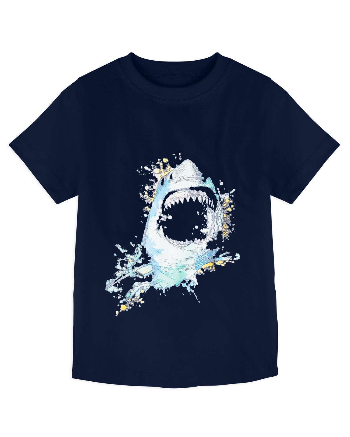 Navy Blue Shark Print Half Sleeve Boys T-Shirt