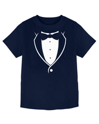 Navy Blue Men Formal Dress Print Half Sleeve Boys T-Shirt