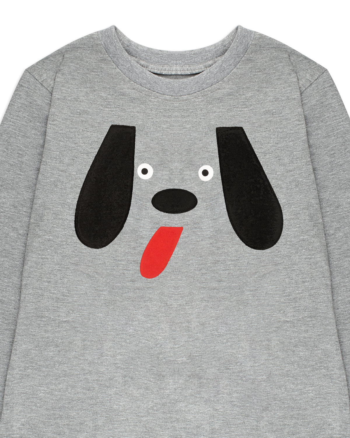 Grey Dog Face Print Full Sleeve Boys T-Shirt