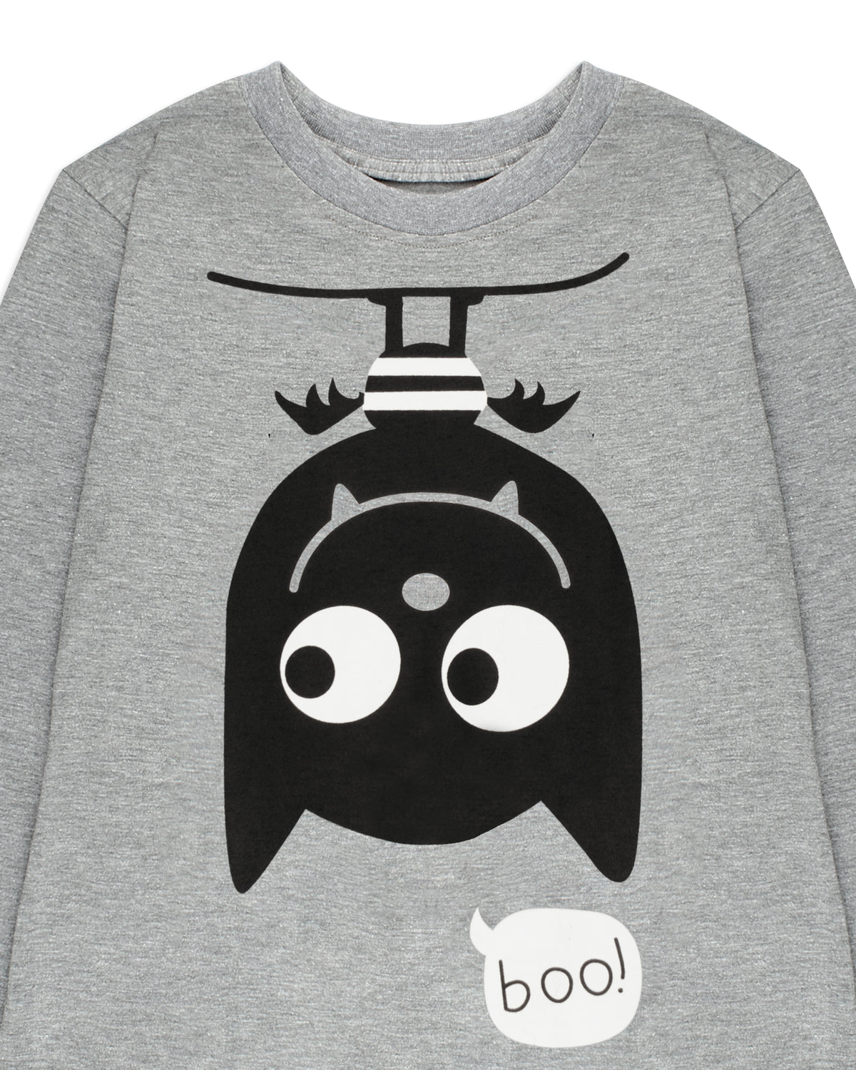 Grey Boo Hanging Bat Print Full Sleeve Boys T-Shirt