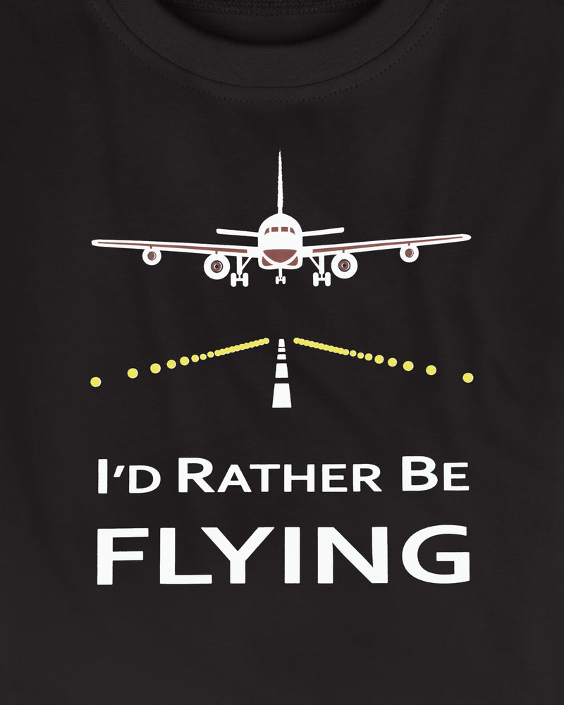 Black Plane Flying Print Half Sleeve T-Shirt