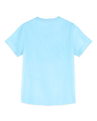 Sky Blue Dog with Specs Print Half Sleeve Boys T-Shirt