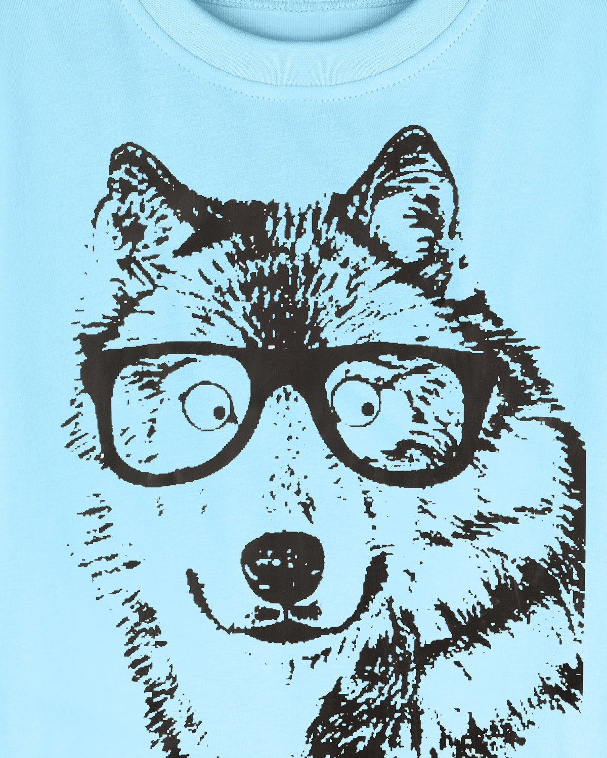 Sky Blue Dog with Specs Print Half Sleeve Boys T-Shirt