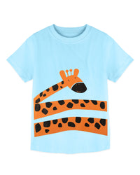 Sky Blue Giraffe Print Half Sleeve Boys T-Shirt