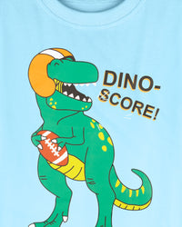 Sky Blue Dino Score Print Half Sleeve Boys T-Shirt